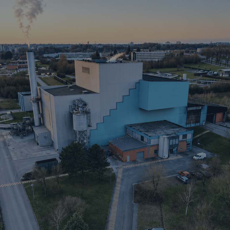 Bureau d'études industriel pour unité de valorisation énergétique (UVE), vue aérienne du site Paprec Maubeuge