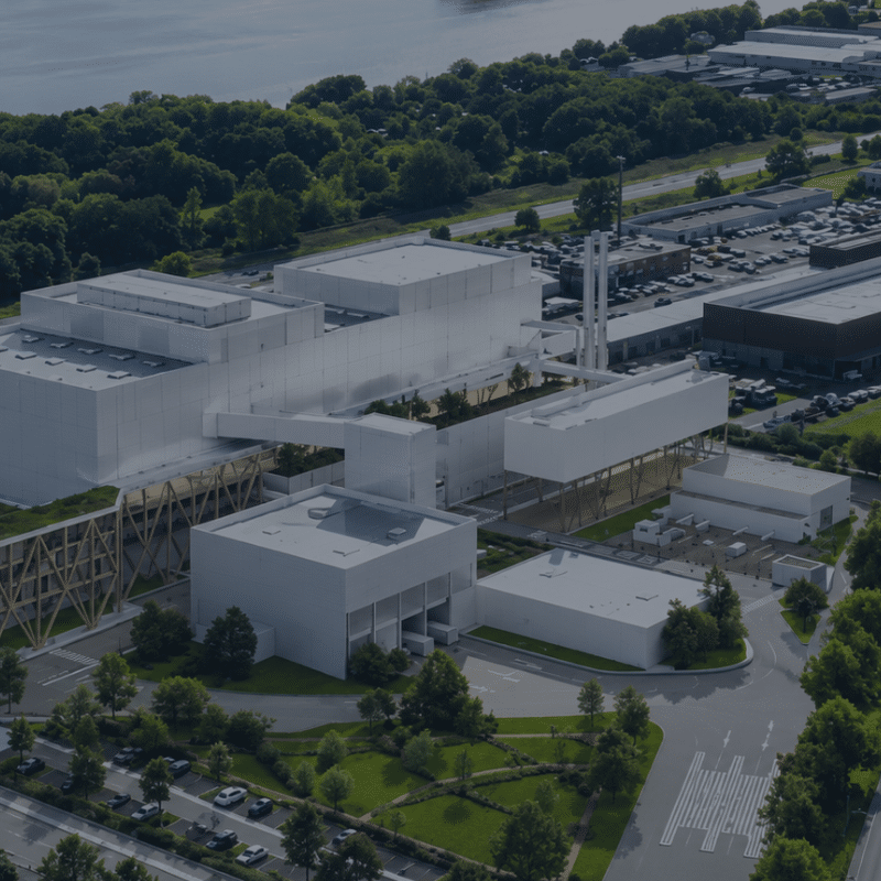Bureau d'études industriel pour unité de valorisation énergétique (UVE), vue aérienne du site Paprec Nantes